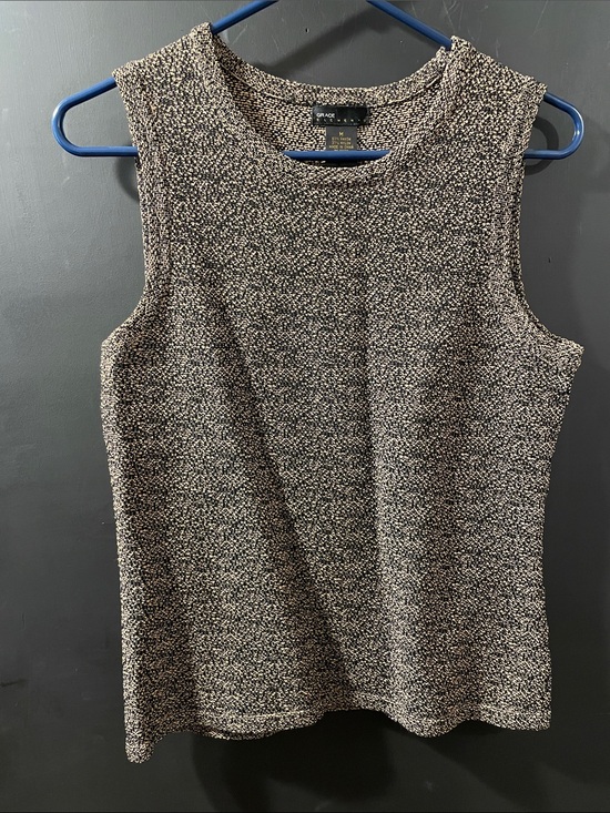 Grace Tops - Grace Marled Knit Sleeveless Tank - Black & White